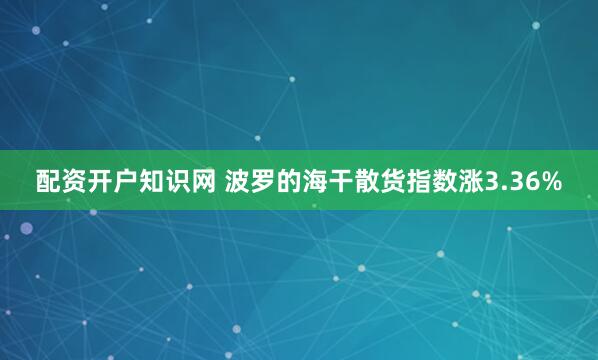 配资开户知识网 波罗的海干散货指数涨3.36%